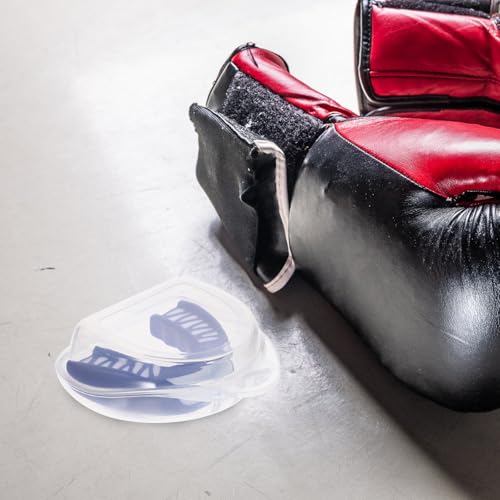 Boxing Teeth Protector with Case, Blue, Shock-Absorbent Sports Mouth Guard for Boxing, Football, Taekwondo, Rugby, Portable Teeth Protective Tool for Youth and Adults
