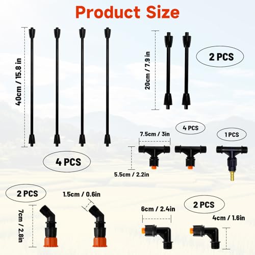 6 Nozzles Poly Boom Wand with 1/4" Brass Fitting, ATV sprayer Boom, Wide-Coverage Agricultural & Lawn Spray Attachment for Tractors/UTVs - color: Black