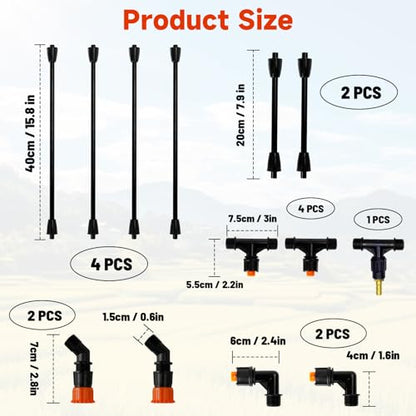 6 Nozzles Poly Boom Wand with 1/4" Brass Fitting, ATV sprayer Boom, Wide-Coverage Agricultural & Lawn Spray Attachment for Tractors/UTVs - color: Black