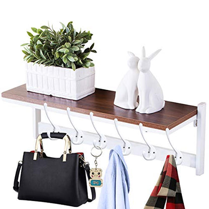 10 Pack Heavy Duty Dual Coat Hooks Wall Mounted with 20 Screws Retro Double Hooks Utility Black Hooks for Coat, Scarf, Bag, Towel, Key, Cap, Cup, Hat (White) | Heavy Duty Dual Coat Hooks Wall Mounted Retro Utility Hooks for Scarf, Towel, Key, Cap, Cup, Ha