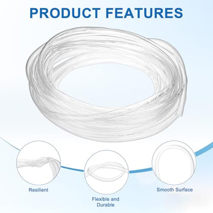 M METERXITY Vinyl Tubing 1/2" ID x 14mm OD 50ft Flexible Plastic Tube with 2 Hose Ties, Lightweight Hybrid PVC Hose for Water Gardening/Airline/Aquarium Tubing [Clear] - size: 1/2" ID x 50ft