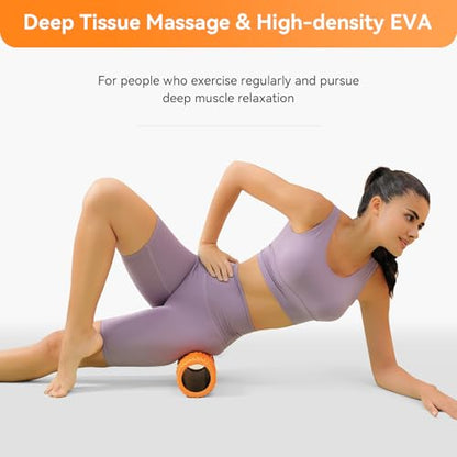 SUBCULTUREPICK Foam Roller - Muscle Massage Roller for Back Pain & Stretching - Ergonomic Wide Wave Textured - Deep Muscle Massage Pilates Yoga, Athletics, Fitness Exercise for Whole Body - color: Orange