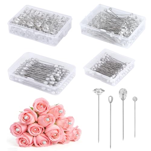 UzecPk 400 PCS Boutonniere Pins Corsage Pins 4 Styles Floral Pins