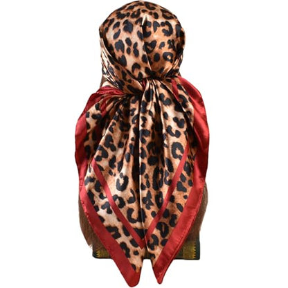 Head Scarf Hair Neck Scarves for Women Purse Bag Scarfs for Handbag Silky Satin Square Headscarf Fashion Hair Bandanas - color: Red