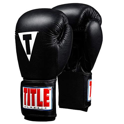 Title Classic Leather Elastic Training Gloves 2.0 - color: Black, size: 18 oz