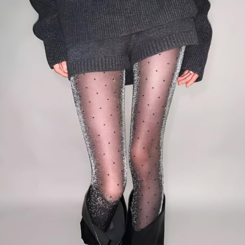 Millennials In Motion Sheer Elegance Patterned Tights - color: Lurex Sparkle