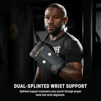 Hayabusa Mayweather Contender Boxing Gloves for Men and Women - color: Black/Gold, size: 14oz