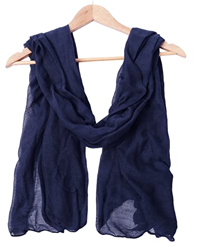 woogwin Women's Scarf Lady Light Soft Fashion Solid Shawl Wraps - color: Navyblue
