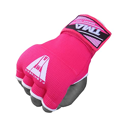 TMA Gel Padded Inner Gloves with Hand Wraps Boxing Gloves, Half Finger Elasticated Bandages, Kickboxing Wraps for Men, Women, Kids MMA, Muay Thai, Kickboxing (Pair) - color: Pink, size: Small-Medium