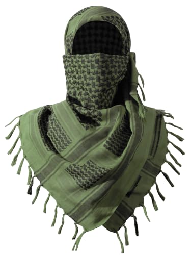 FREE SOLDIER Scarf Military Shemagh Tactical Desert Keffiyeh Head Neck Scarf Arab Wrap with Tassel for Men Women - color: Army Green