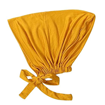 Chiffon Hijab with Undercap Fashion Solid Color Chiffon Head Wraps Under Scarf Caps Muslim Fashion Bandage - color: Yellow