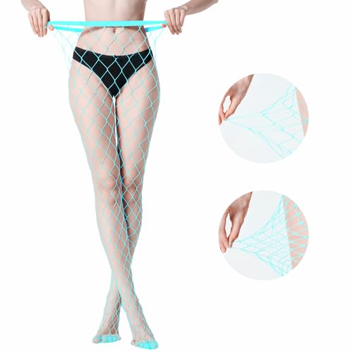 MengPa Women's Fishnets Tights High Waist Stockings Party Thigh High Pantyhose - color: 2pcs-blue