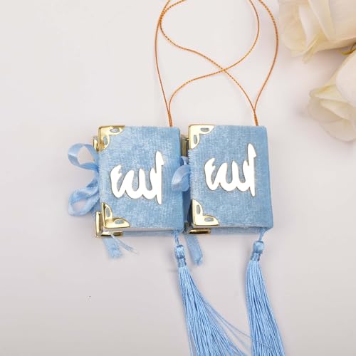 Set of 10 Quran Book for Muslim Favors Quran Book Arabic Hajj Favors Car Hanging Quran Islamic Gift (Blue) - color: Blue