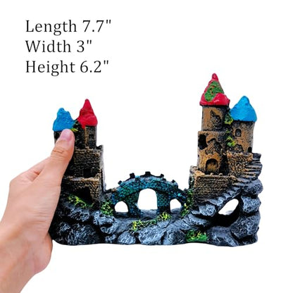 M2cbridge Antique Roman Column Ruins European Castle Aquarium Decorations Fish Tank Hideout Rocks (Medium Castle) - color: Medium Castle