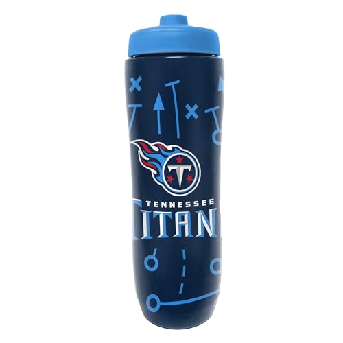 Party Animal NFL Football Squeeze Bottle, 32 oz BPA-Free Sports Water Bottle with Quick Flow for Kids & Adults, Tennessee Titans - color: Tennessee Titans