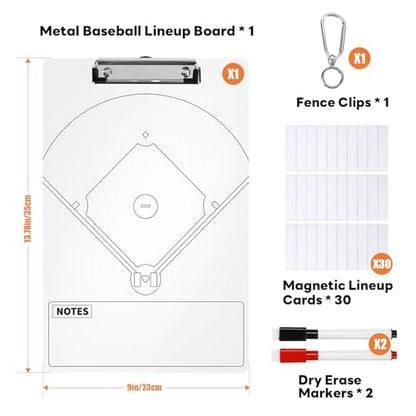 AOLEBA Baseball Lineup Board for Dugout,Dry Erase Magnetic Metal Baseball Clipboard for Coaches - style: Vertical - White