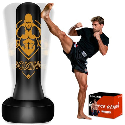 Freestanding Punching Bag for Adults, 70" Heavy Bag Inflatable Boxing Bag, Boxing Equipment Bag with Stand, Kickboxing Bag for Training Gym MMA Muay Thai Fitness