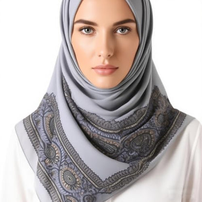 K-Elewon Large Square Scarf 51" Headscarf Chiffon Fashion Scarves Turbans Hair Wrapping Scarfs - color: A-grey