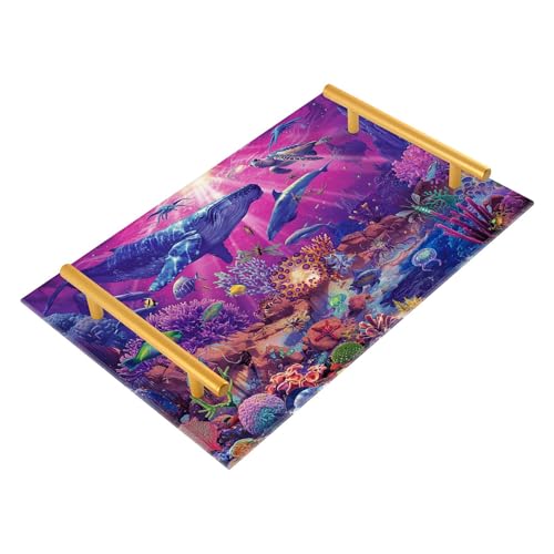 Bathroom Vanity Tray Counter Organizer, Magical Underwater World Decorative Tray with Handles Countertop Storage for Bathroom Bedroom Kitchen Home Farmhouse - color: Magical Underwater World