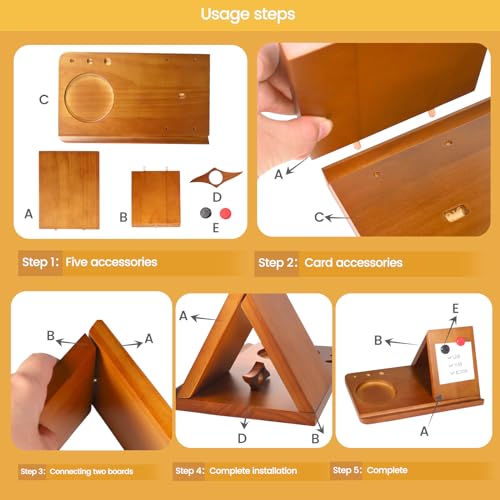Wood Desktop Book Stand for Reading Rest Birthday and Mothers Day Gifts, Book Page Holder Thumb Bookmark,Magnet Couple Photo or Note, Book Accessories, Triangle Book Nook with Cup for Book Lovers - style: Magnetic attraction