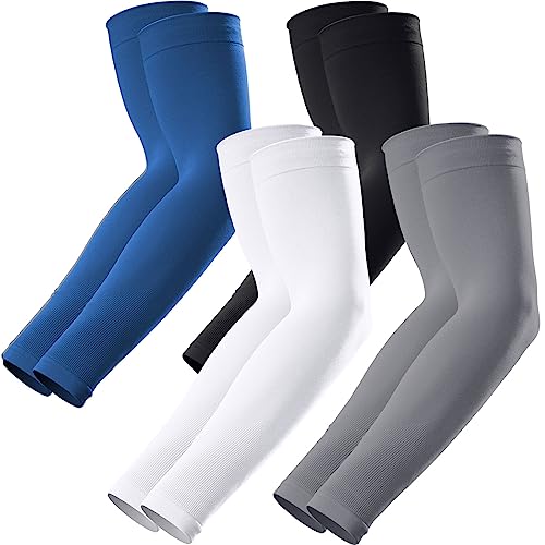 GOUNOD Arm Sleeves for Men Women,Compression Sleeves to Cover Arms for Men Working,Sun Sleeves for Men UV Protection - color: 4 Pairs:black,white,dark Blue,dark Grey