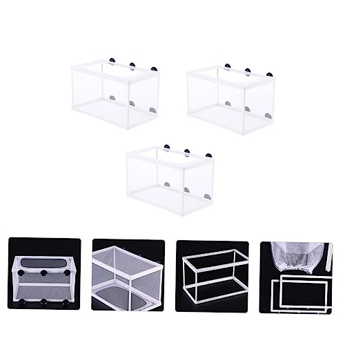 Mikikit 3pcs Fish Isolation Box Cups for Breeding Fish Aquarium Mesh Hatchery Net for Safe Separation