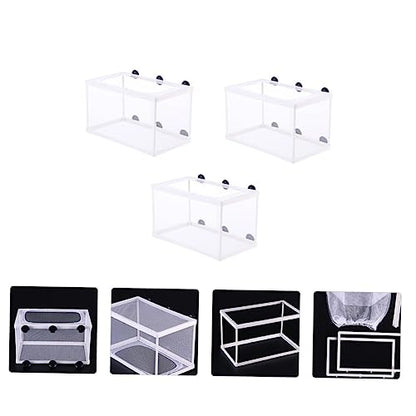 Mikikit 3pcs Fish Isolation Box Cups for Breeding Fish Aquarium Mesh Hatchery Net for Safe Separation