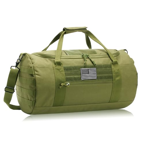 DBTAC 40L Tactical Gym Bag for Men | Military Heavy Duty Duffle Bag with Adjustable Strap for Gym Workout Fitness, Basketball Soccer Sport Training & Weekend Travel, Green - color: Green