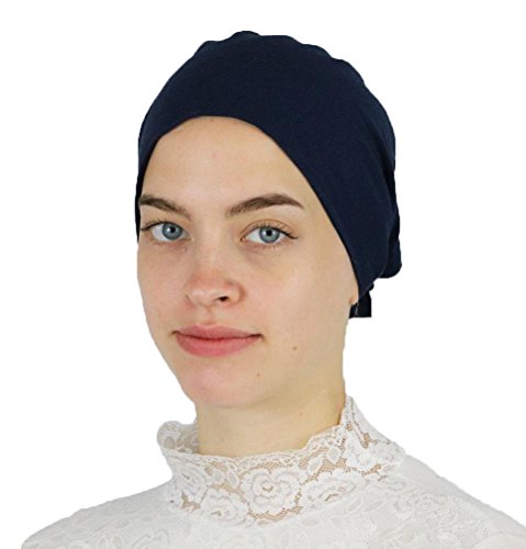 Modefa Islamic Women's Non-Slip Cotton Hijab Bonnet Cap Underscarf - color: Navy Blue