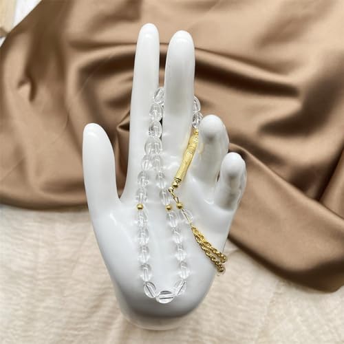 Oval Beads Glass Islamics Prayer Beads Tasbih With Gold Tassels For Daily Devotion And Cultural Event - color: Aa