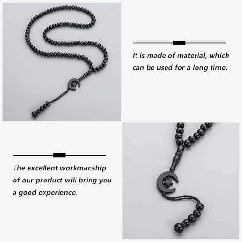 2pcs Muslim Prayer Beads Tasbih 99 Beads Allah & Muhammad - Black - color: Black