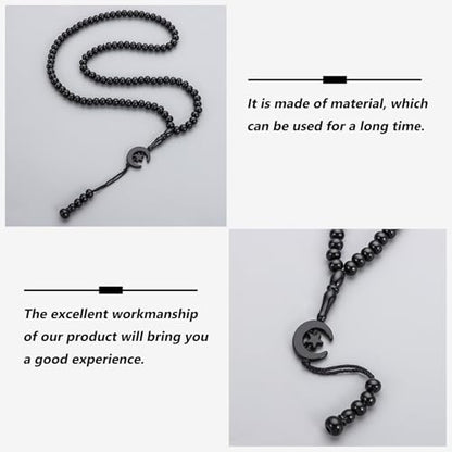2pcs Muslim Prayer Beads Tasbih 99 Beads Allah & Muhammad - Black - color: Black