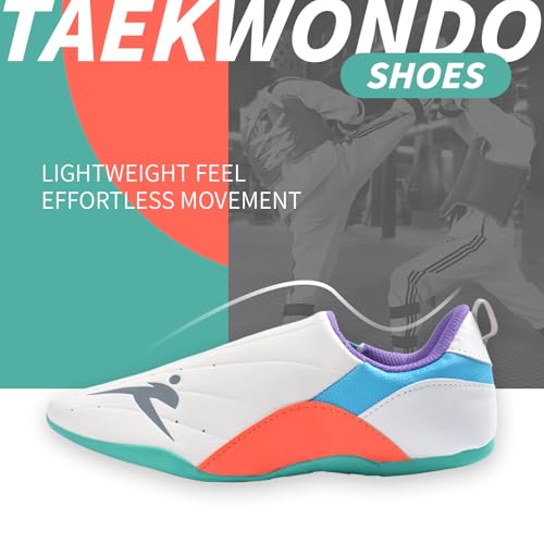 Taekwondo Karate Martial Arts Shoes, Lightweight and Breathable Boxing Shoes for Kids Youth Adult, Unisex - color: White & Green, size: 3.5
