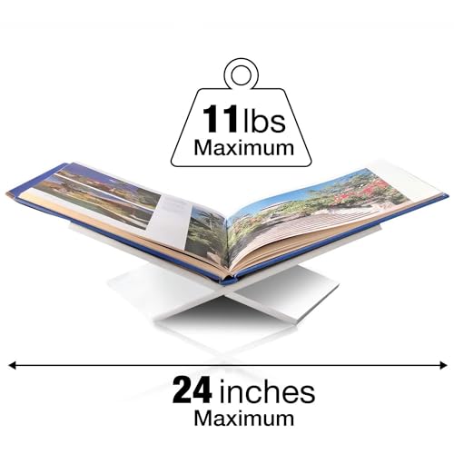Large White Acrylic Book Stand, 12.5" x 9.5" x 5.5”, Acrylic Book Holder, Open Bookstand for Display and Reading Cookbooks, Art Books, Bibles, Magazines - Home and Office - color: White, size: Large