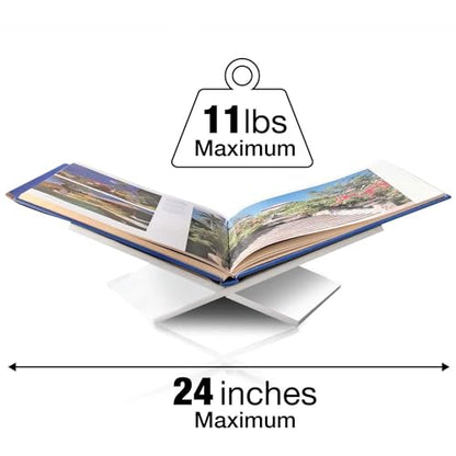 Large White Acrylic Book Stand, 12.5" x 9.5" x 5.5”, Acrylic Book Holder, Open Bookstand for Display and Reading Cookbooks, Art Books, Bibles, Magazines - Home and Office - color: White, size: Large