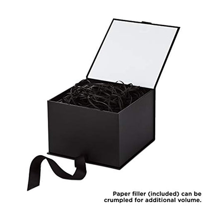 Hallmark Medium Gift Box with Lid and Shredded Paper Fill (Black 7 inch Box) for Weddings, Graduations, Birthdays, Father's Day, Groomsmen Gifts, All Occasion (Pack of 12) - color: Black, size: Pack of 12