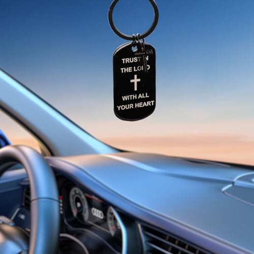 Christian Keychain Set Bible Verse Religious Keychains Scripture Quote Inspirational Gifts Supplies for Men Women - color: Black-gold