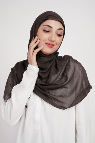 Soft Hijab Scarf 100% Modal | Lightweight | Breathable For Women - color: Dark Brown