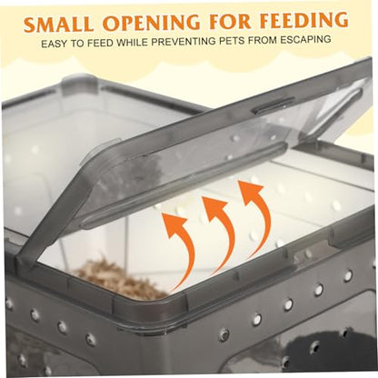Pet Reptile Terrarium Box Feeder Professional Habitat for Turtles Geckos Lizards and Insects Plastic Breeding Container Ventilation for Easy Maintenance Black Set