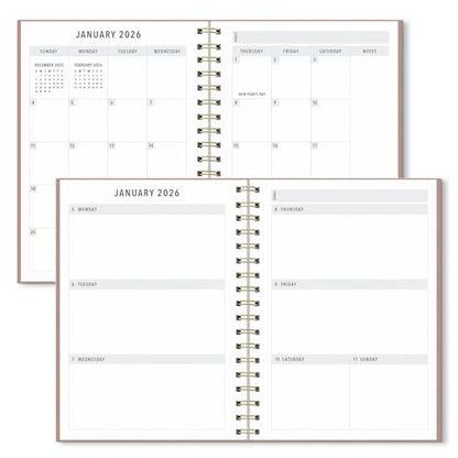Sweetzer & Orange 2026 Planner – 6" x 8.25" Dated Daily, Weekly & Monthly Calendar Planner – January to December 2026 – Tiramisu Design with Motivational Stickers, Gold Spiral & Sturdy Paper - color: Tiramisu