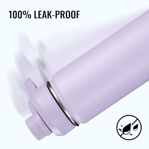 Fijinhom Insulated Water Bottle with Handle, 304 Stainless Steel Water Bottles with Wide Mouth, Double Wall Vacuum Sports Water Bottle, BPA Free, Keep Cold and Hot, 18 Ounces, Purple - color: Purple, size: 18 Ounces