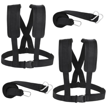2 Pcs Sled Harness for Exercise, Adjustable Padded Shoulder Strap, Physical Football Running Resistance Training Rope Kit, Tire Pulling Workout Equipment