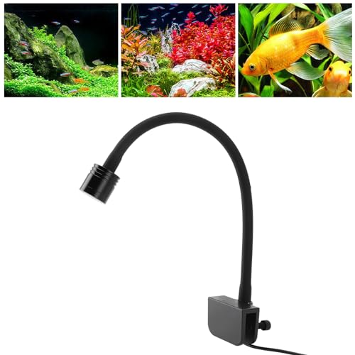 Omabeta LED Aquarium Clamp/Holder On Light for 3-6 Gallon Fish Tank, Adjustable Clamp Lamp for Plants and Fish, USB Power Supply, Aluminum Alloy + Silicone Soft Tube (White Light) - size: White Light