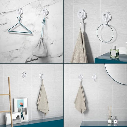 Heavy Duty Vacuum Suction Cup Hooks, White Plated Polished Super Suction for Kitchen Bathroom, 2 Pack - color: White