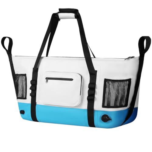 Insulated Fish Cooler Kill Bag with Flat Bottom-26x18 31x14 40x16 50x18 60x20 70x25 Inches Waterproof Fishing tackle Kill Cooler Bag - color: WhiteBlue-31x14x8