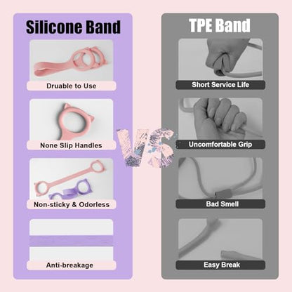 Figure 8 Resistance Bands with Handles, Upgraded Silicone 8-Shaped Exercise Band for Women,Stretch Bands Set for Exercise Arms Back Legs Pilates Yoga - color: 2Pcs Pink 15Lb & Purple 25Lb