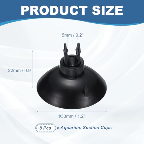 Aquarium Suction Cups, Fish Tank Suction Cups Clips Airline Tube Holders Clamps (Plastic, 8Pcs, Black) for 0.2" Fish Tank Airline Tubing Binding Moss Shrimp Nest, 5x30MM - color: Black, size: 5x30MM