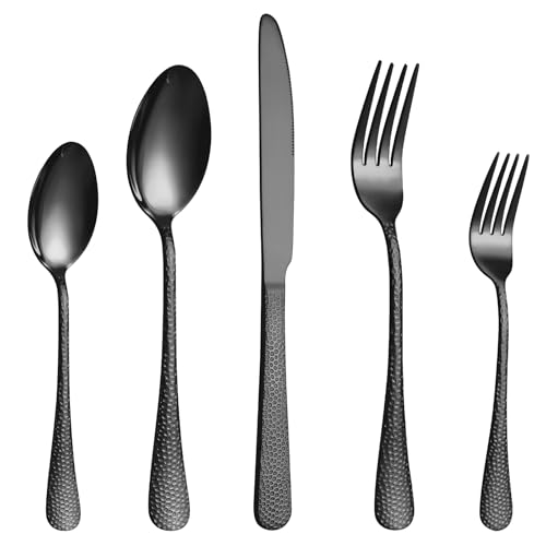 Silverware Set,40-Piece Stainless Steel Flatware Set for 8 - style: 40pcs Wave Hammered