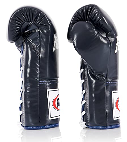 Fairtex BGL6 Handmade Leather Gloves| Optimal fist Closure with a Locked-Thumb Design| Premium Leather |Triple-Layered Foam |Lace-up Closure. Ideal for Boxing, MMA, and Kickboxing. - color: Blue, size: 12 oz