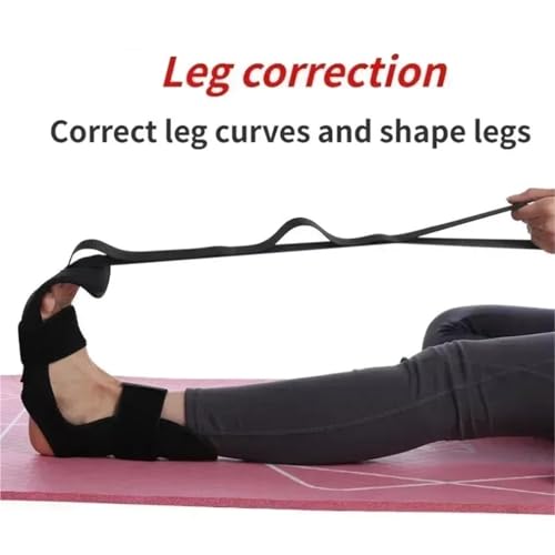 1pc Yoga Leg Stretching Band Flexibility Rehabilitation Fitness Plantar Fasciitis Training Belt Foot Care for Plantar Fasciitis, Heel Spurs and Achilles Ten - color: Black
